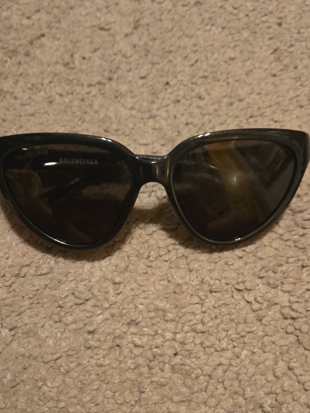 Balenciaga Black Cat-Eye Sunglasses with Dark Lenses